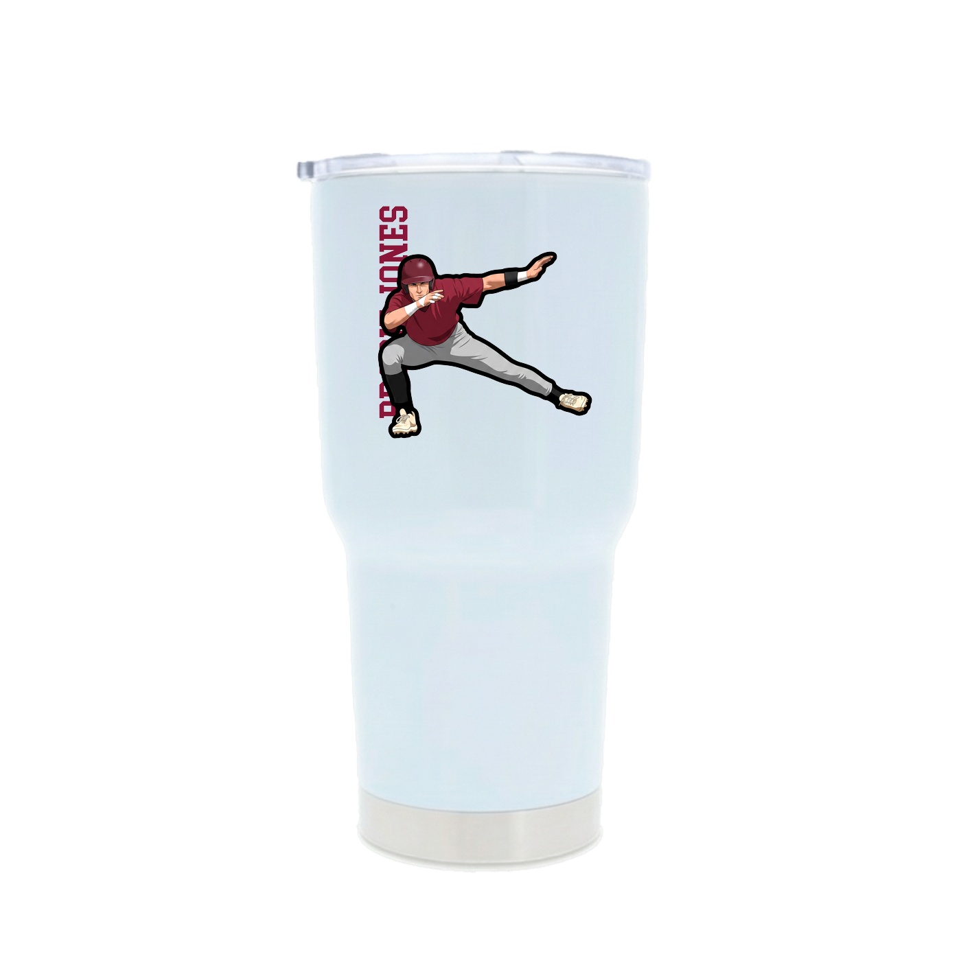30oz Stainless Steel Tumbler — Name Vertical in White
