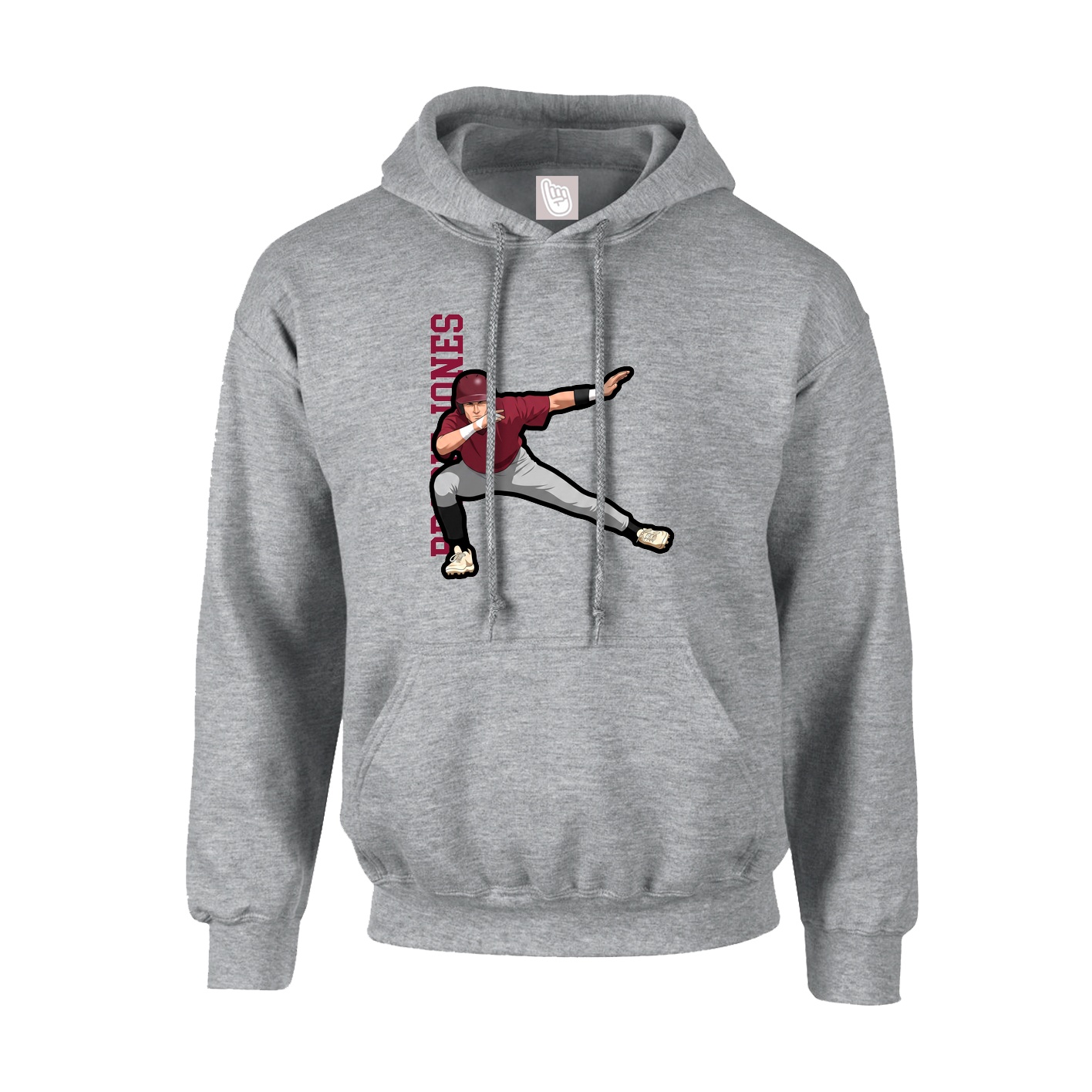 Hoodie — Name Vertical in Grey
