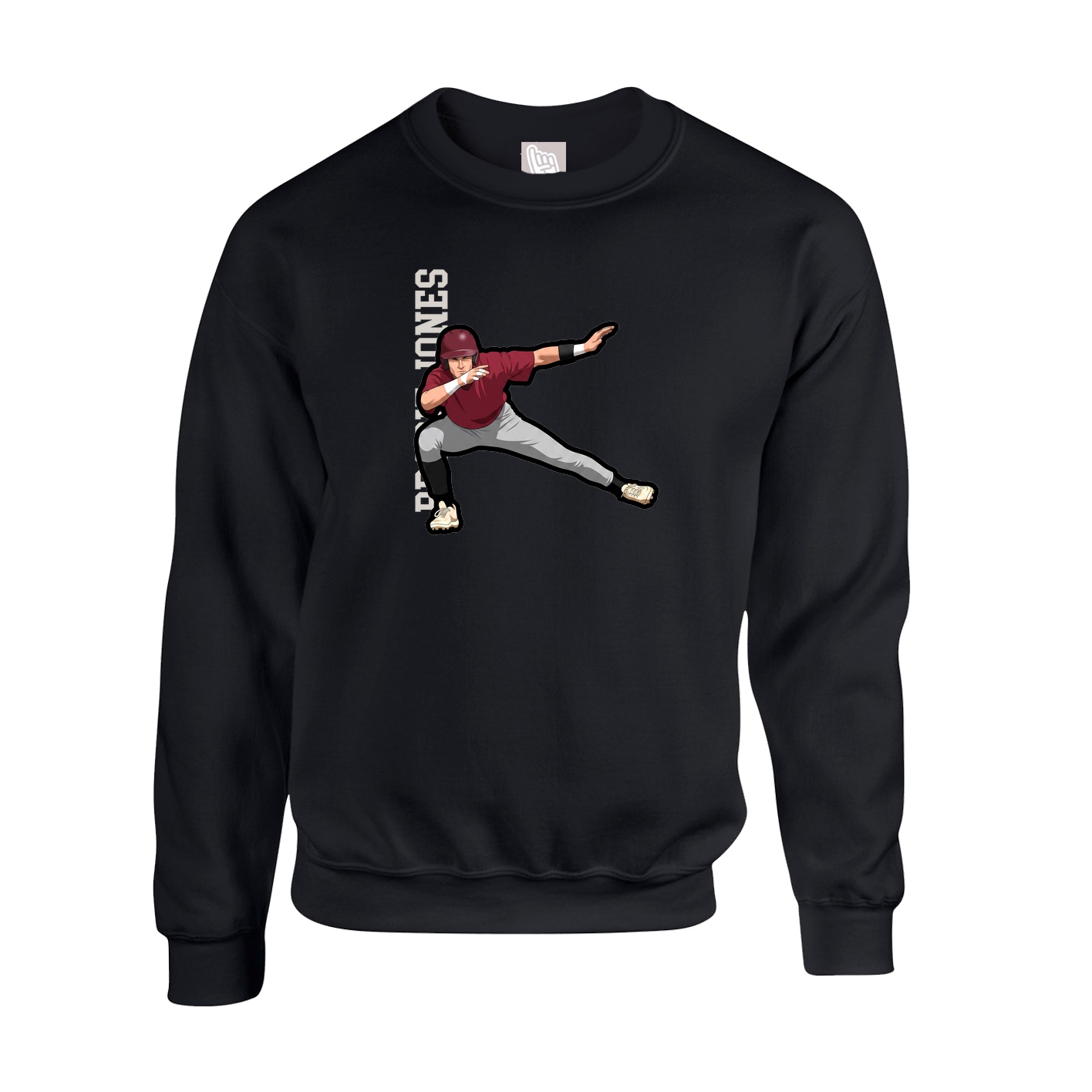 Fleece Crew — Name Vertical in Black