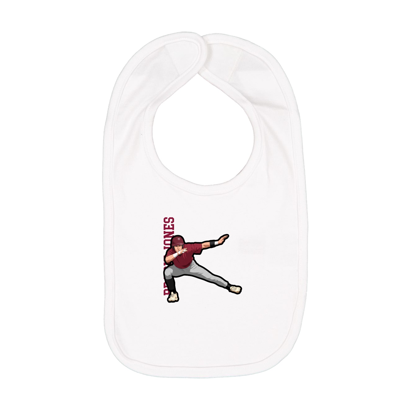 Infant Bib — Name Vertical in White