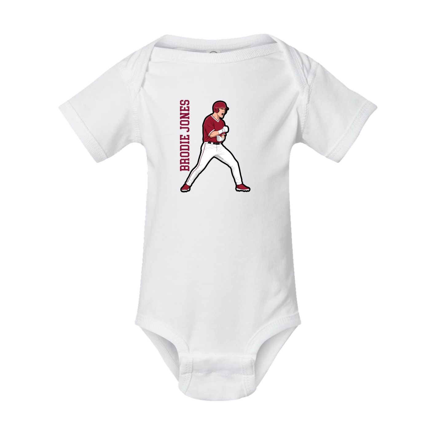 Baby Onesie — Name Vertical in White