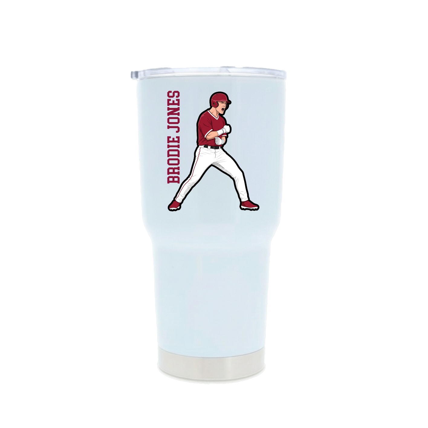 30oz Stainless Steel Tumbler — Name Vertical in White