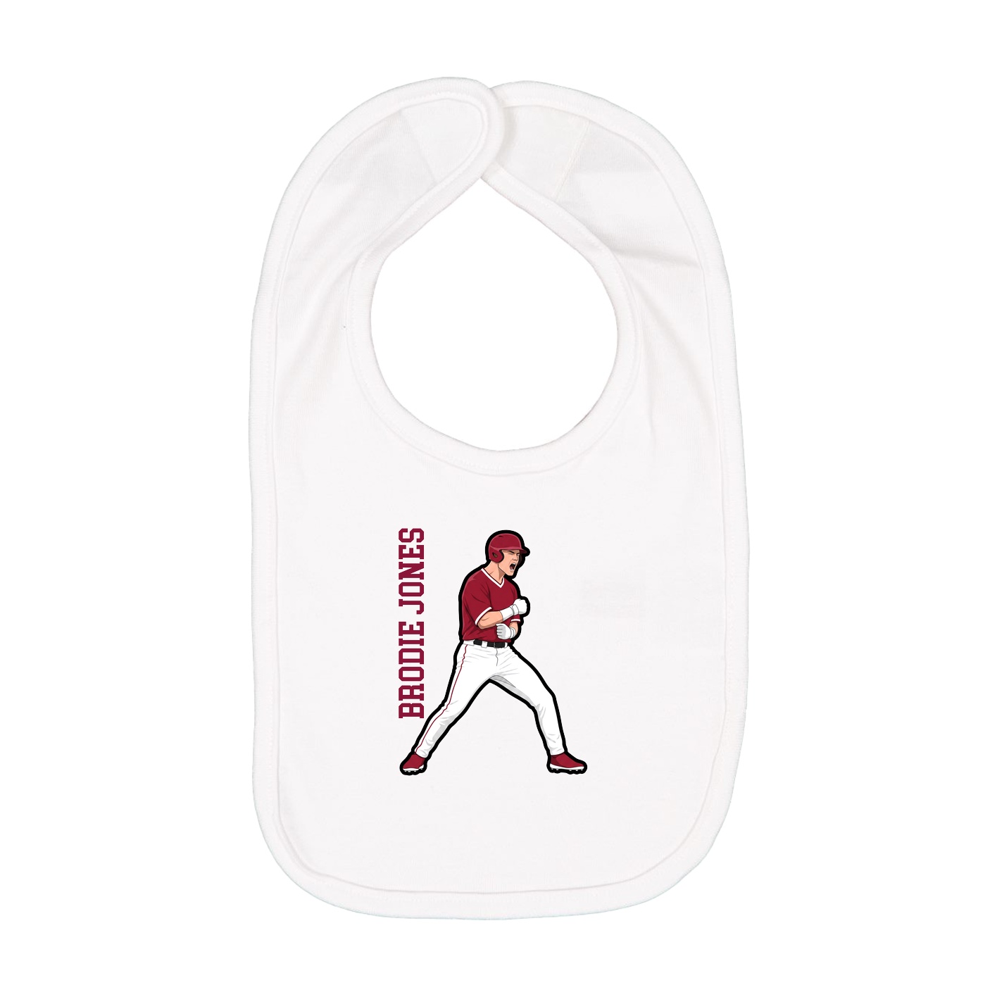 Infant Bib — Name Vertical in White