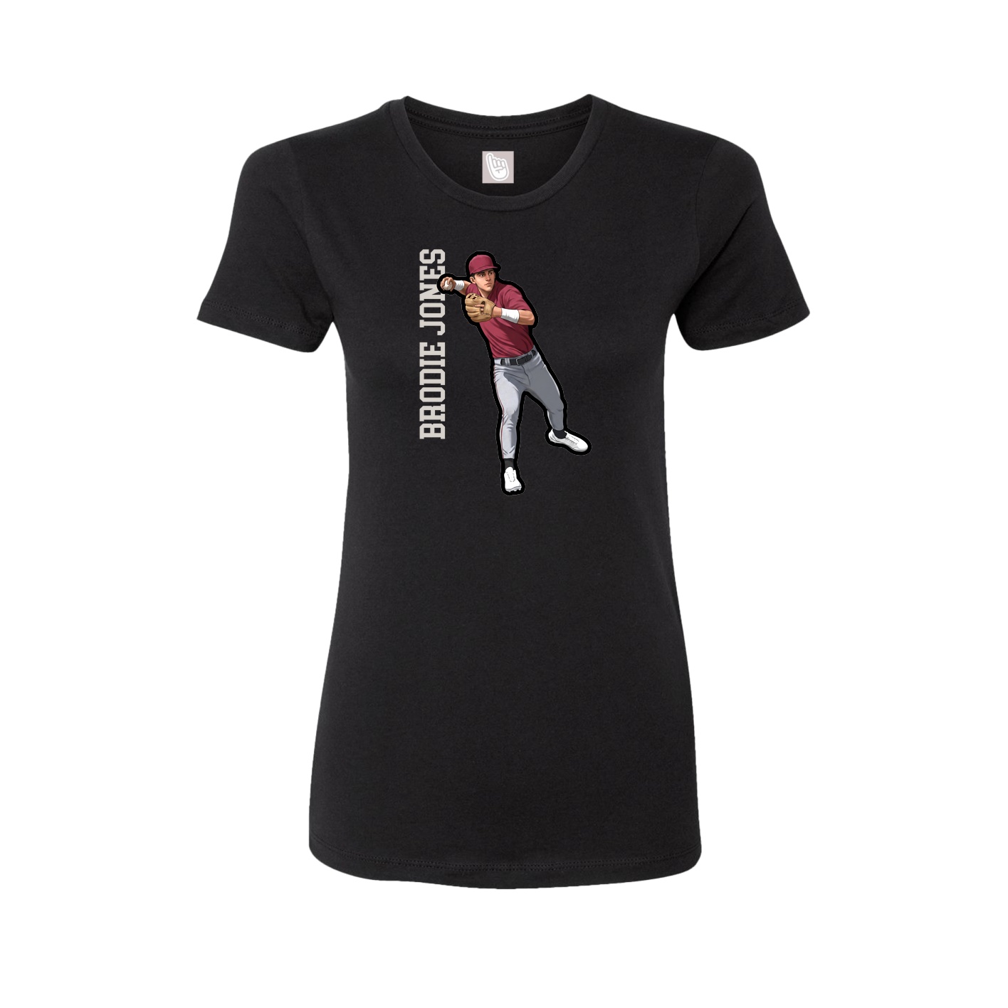 Womens Tee — Name Vertical in Black