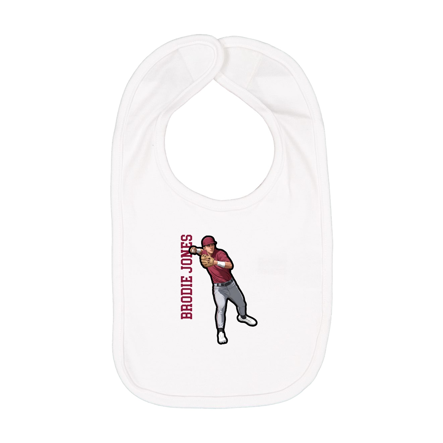 Infant Bib — Name Vertical in White