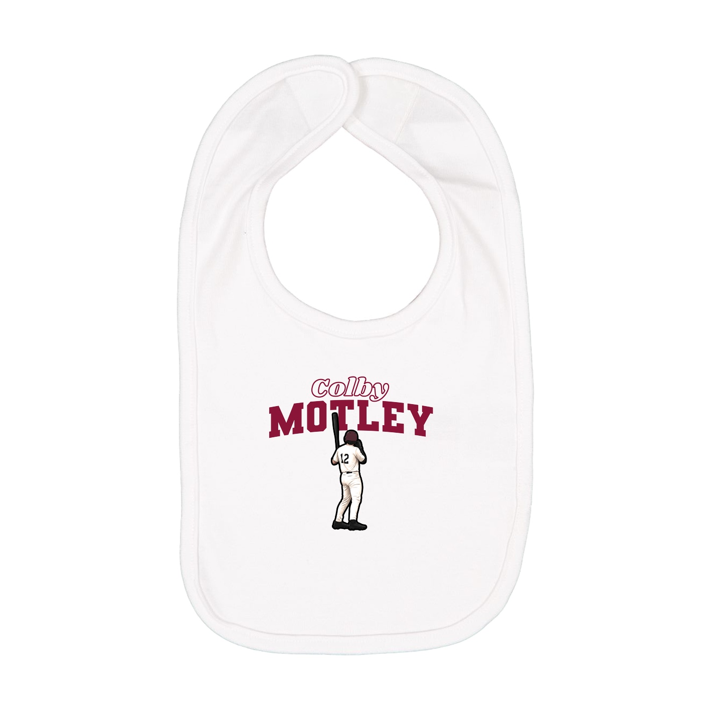 Infant Bib — Name Arch in White