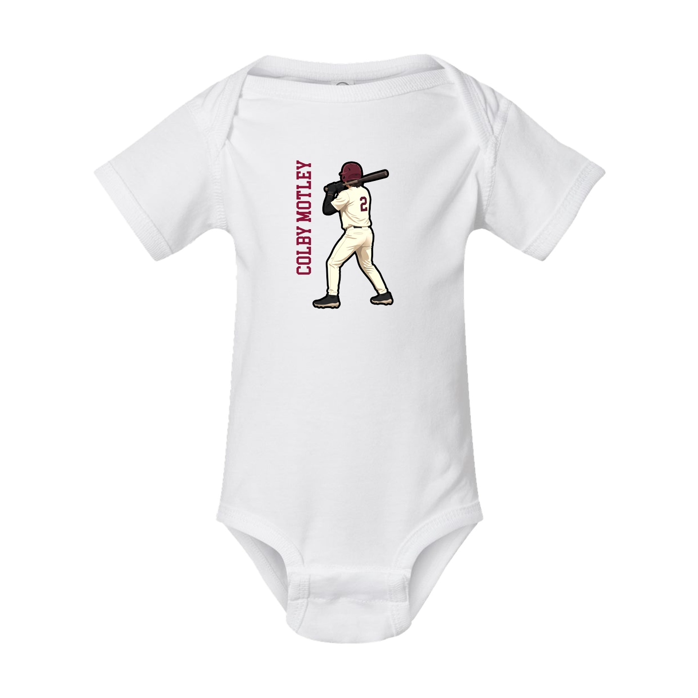 Baby Onesie — Name Vertical in White