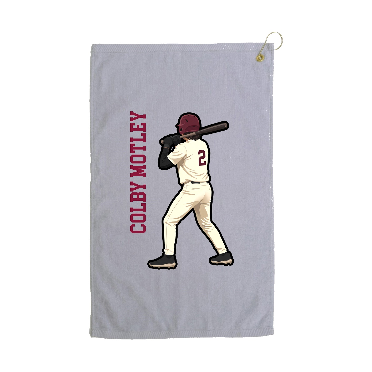 Golf Towel — Name Vertical in Grey