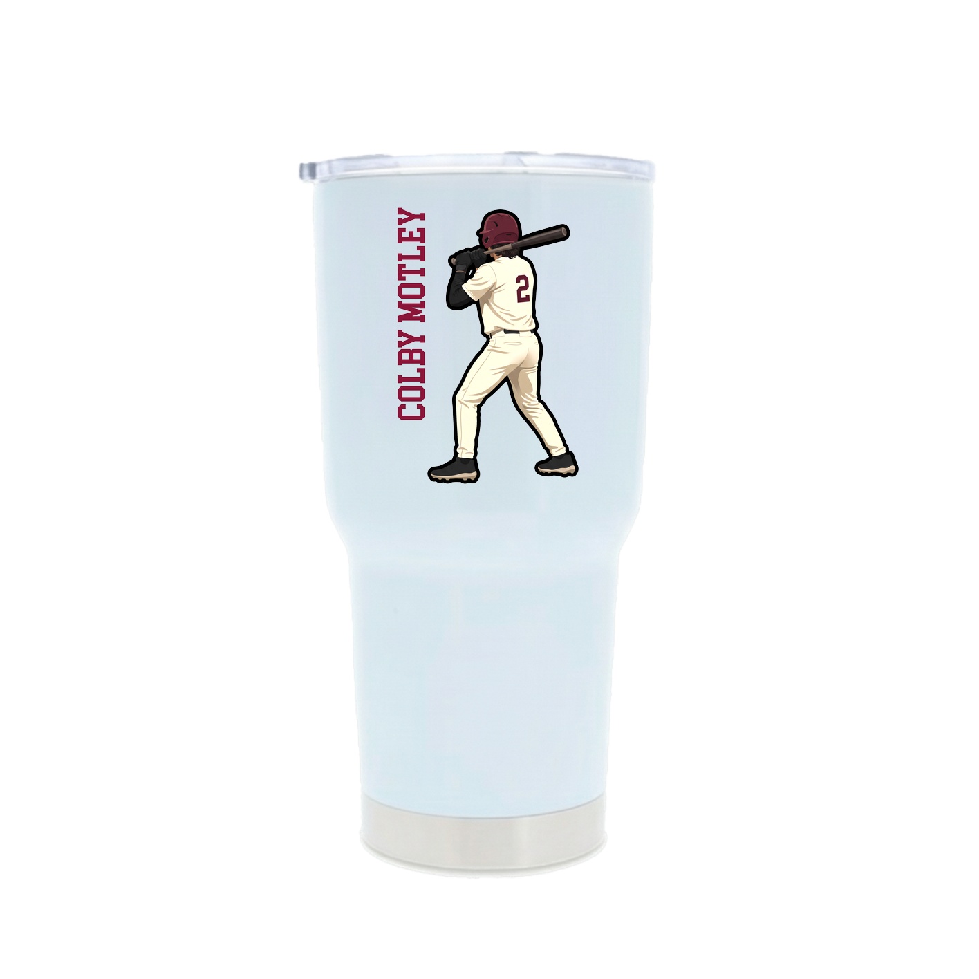30oz Stainless Steel Tumbler — Name Vertical in White