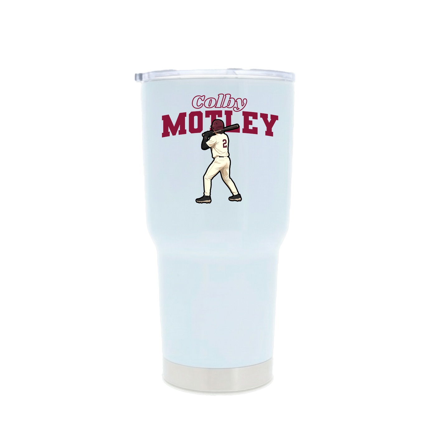 30oz Stainless Steel Tumbler — Name Arch in White