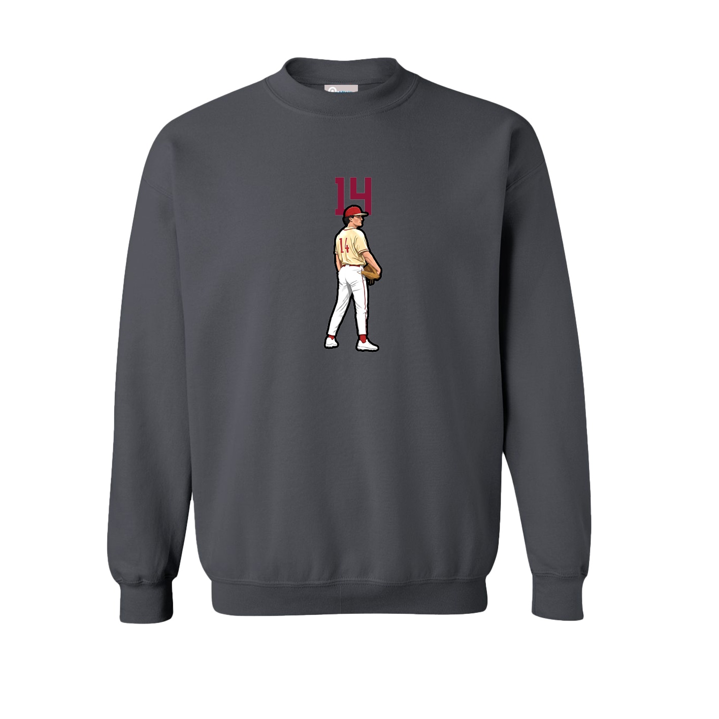 Fleece Crew — Number Top in Grey