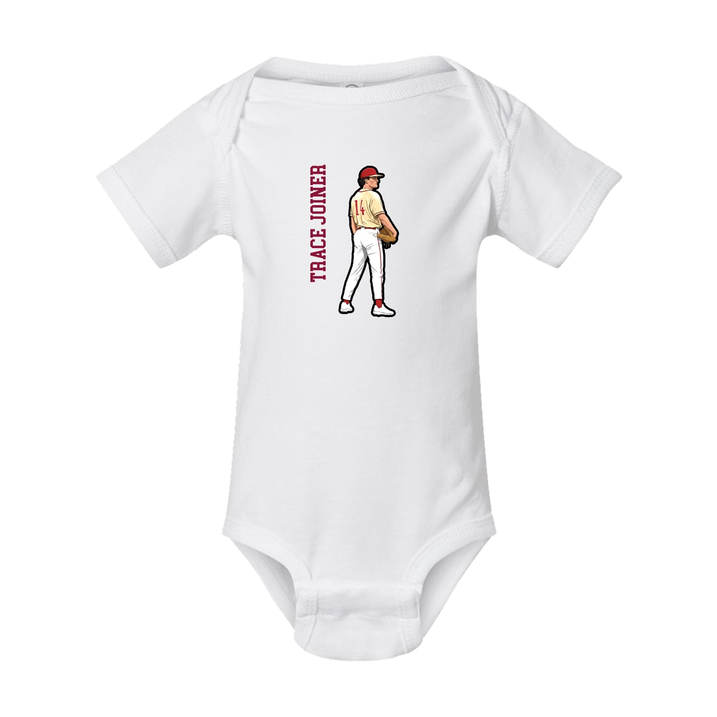 Baby Onesie — Name Vertical in White