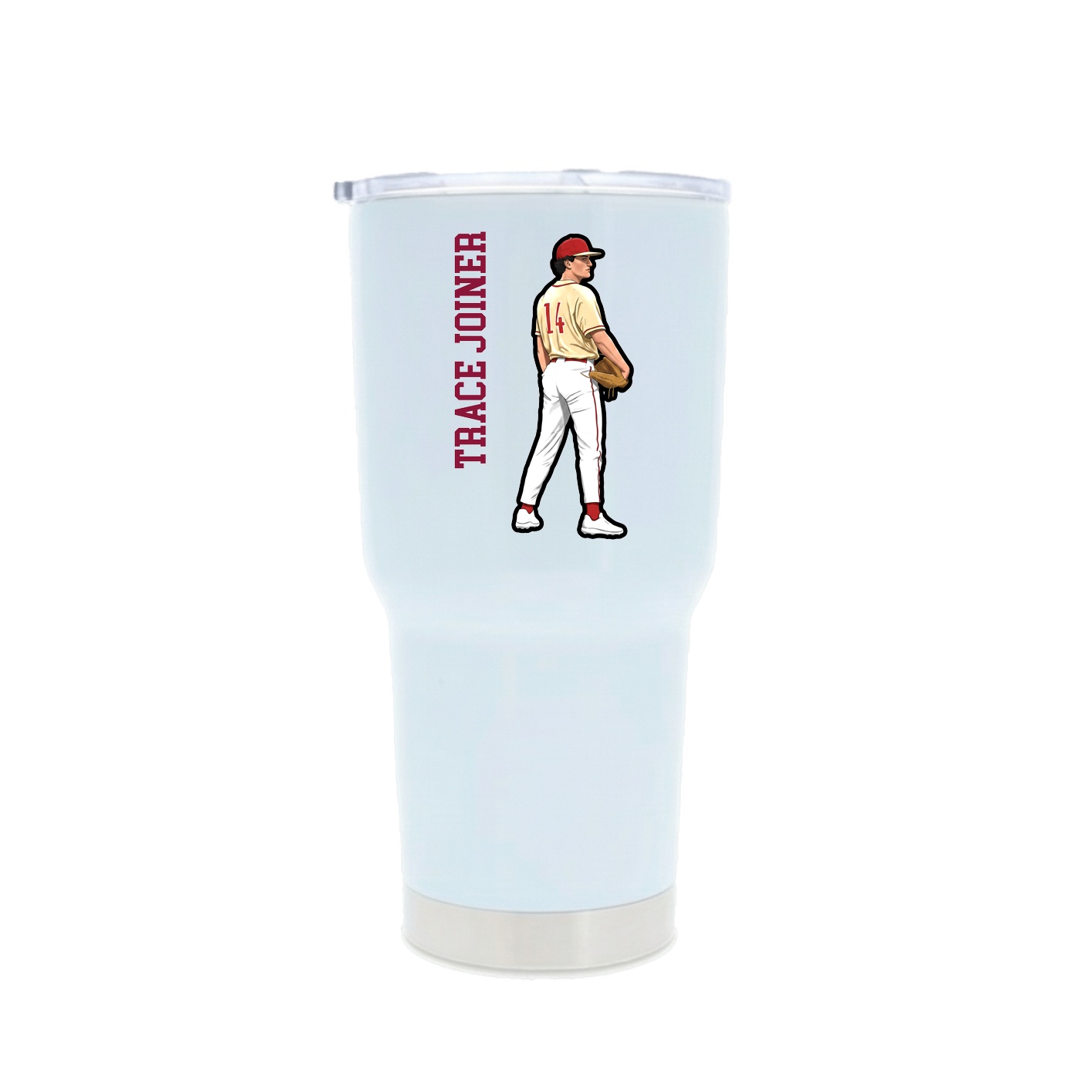 30oz Stainless Steel Tumbler — Name Vertical in White