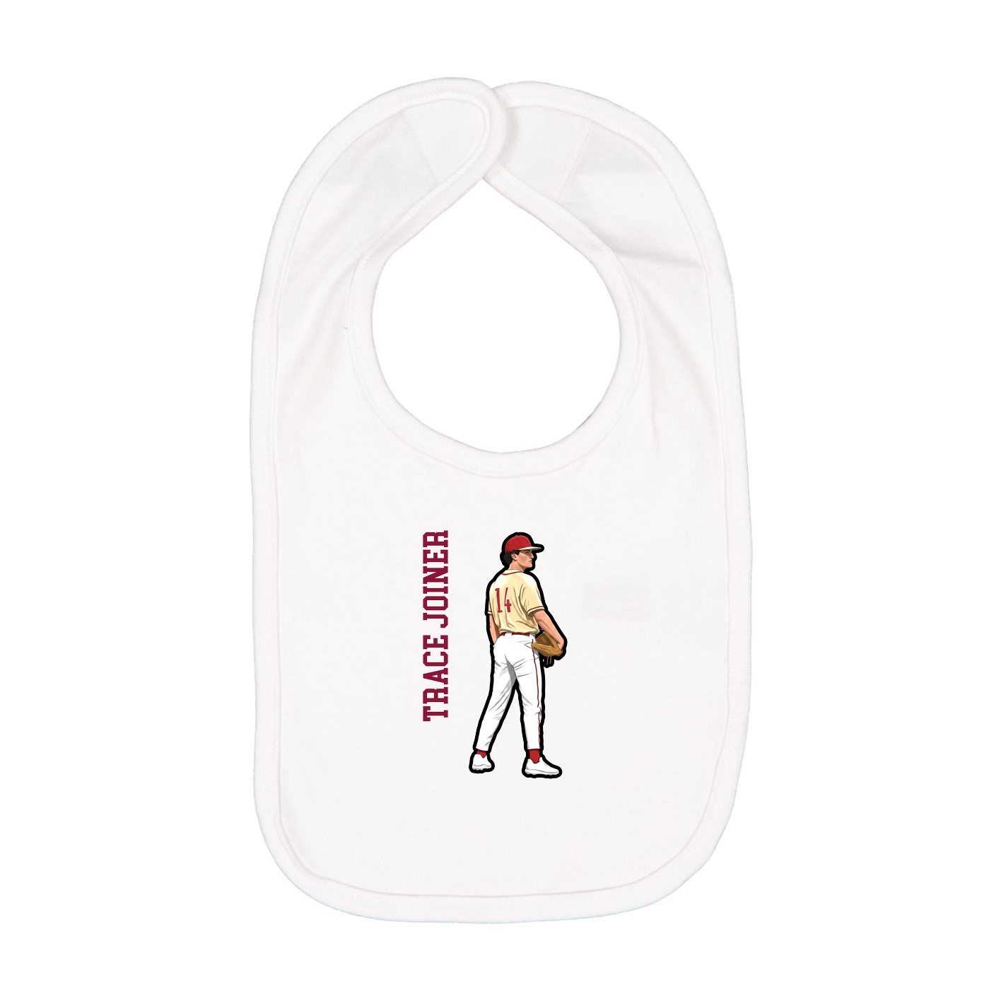 Infant Bib — Name Vertical in White