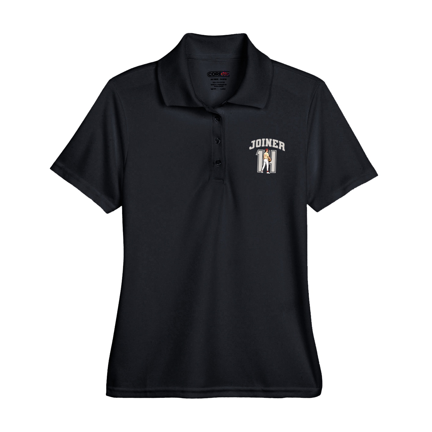 Womens Performance Polo — Number in Black