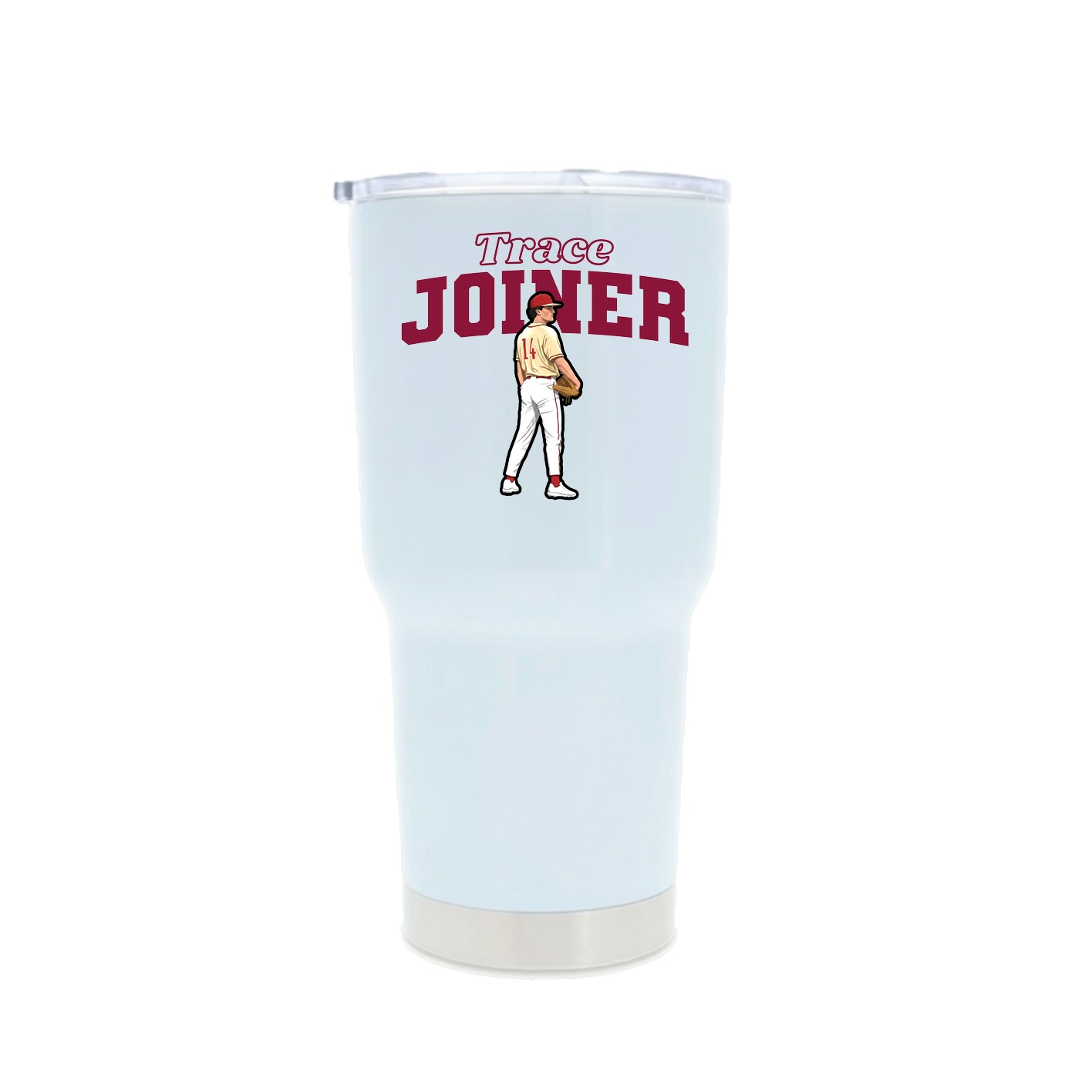 30oz Stainless Steel Tumbler — Name Arch in White