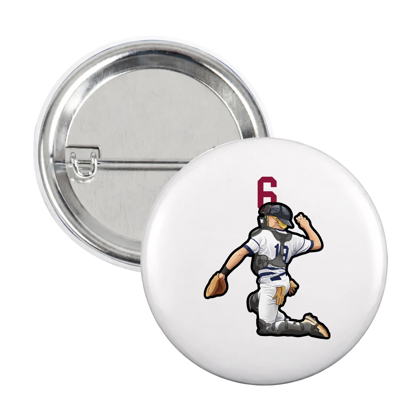 Game Day Button — Number Top in White