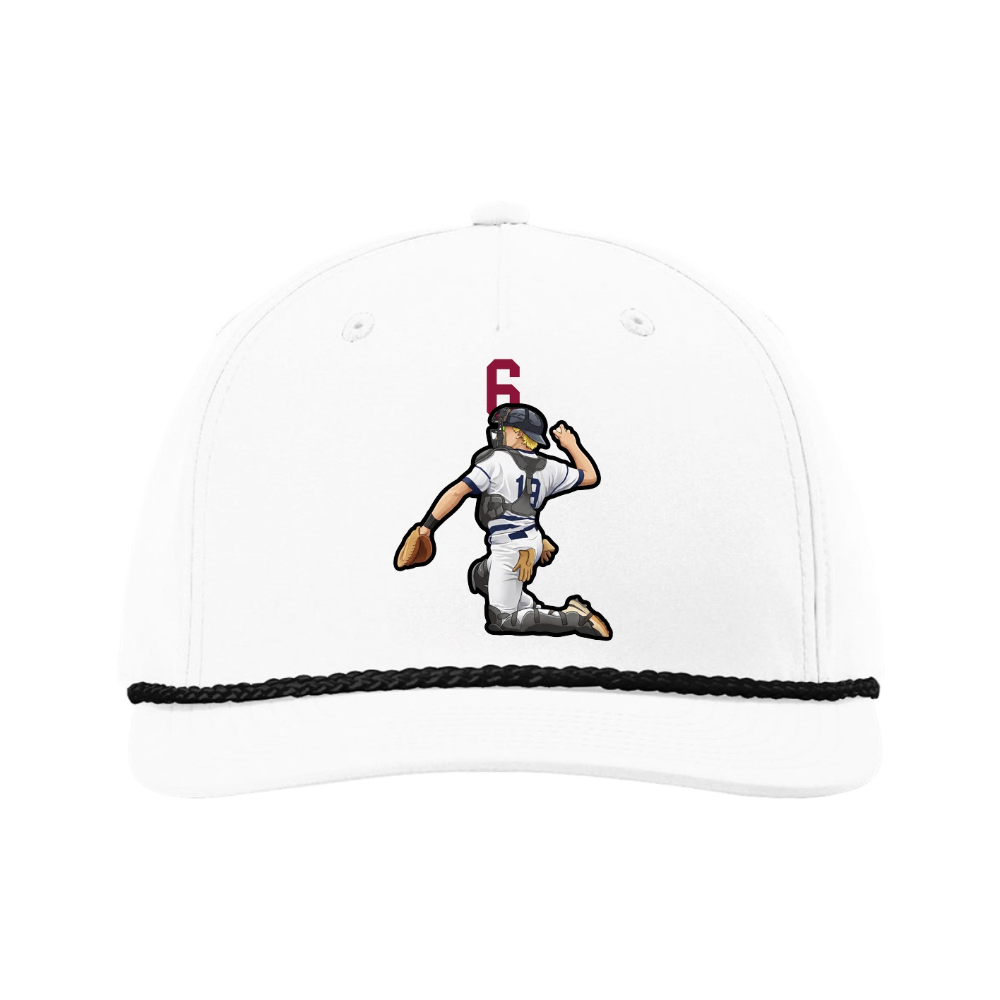 Five-Panel Classic Rope Cap — Number Top in White