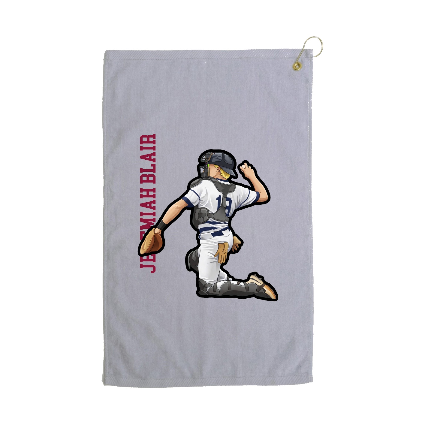 Golf Towel — Name Vertical in Grey