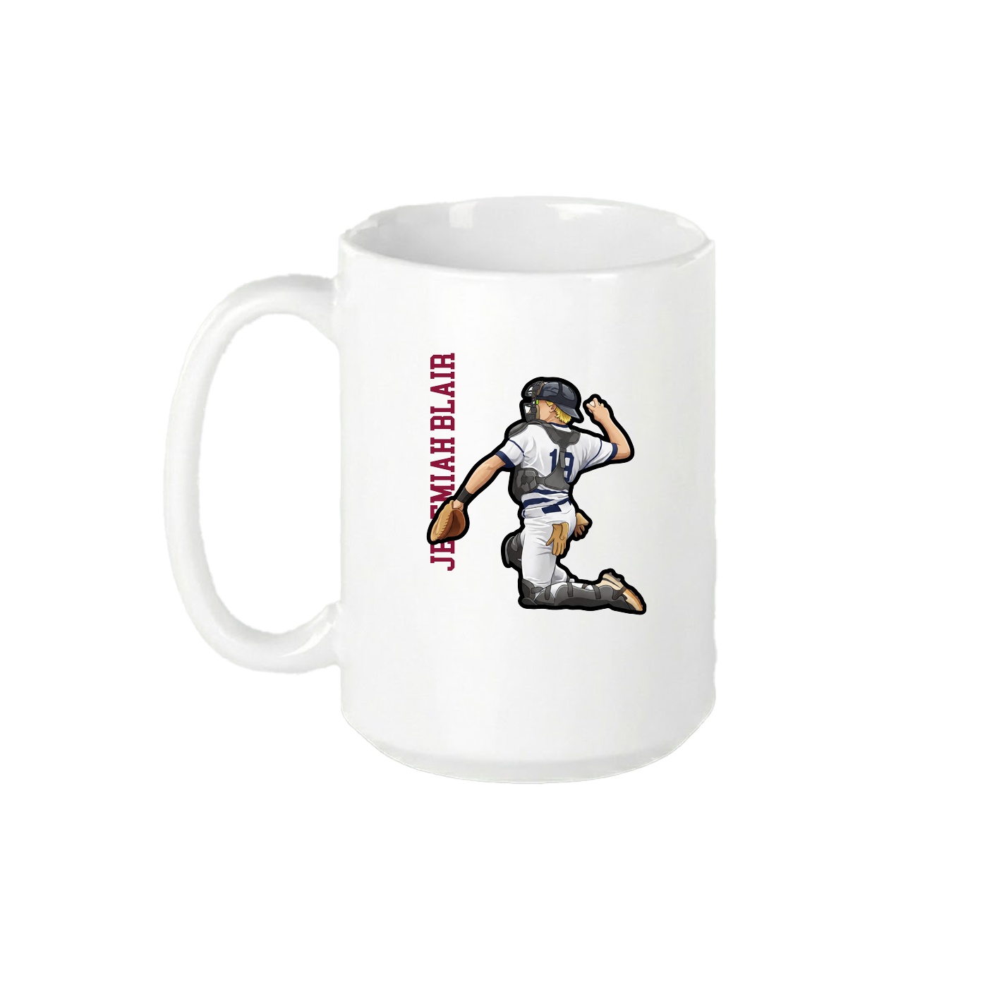 15oz Coffee Mug — Name Vertical in White