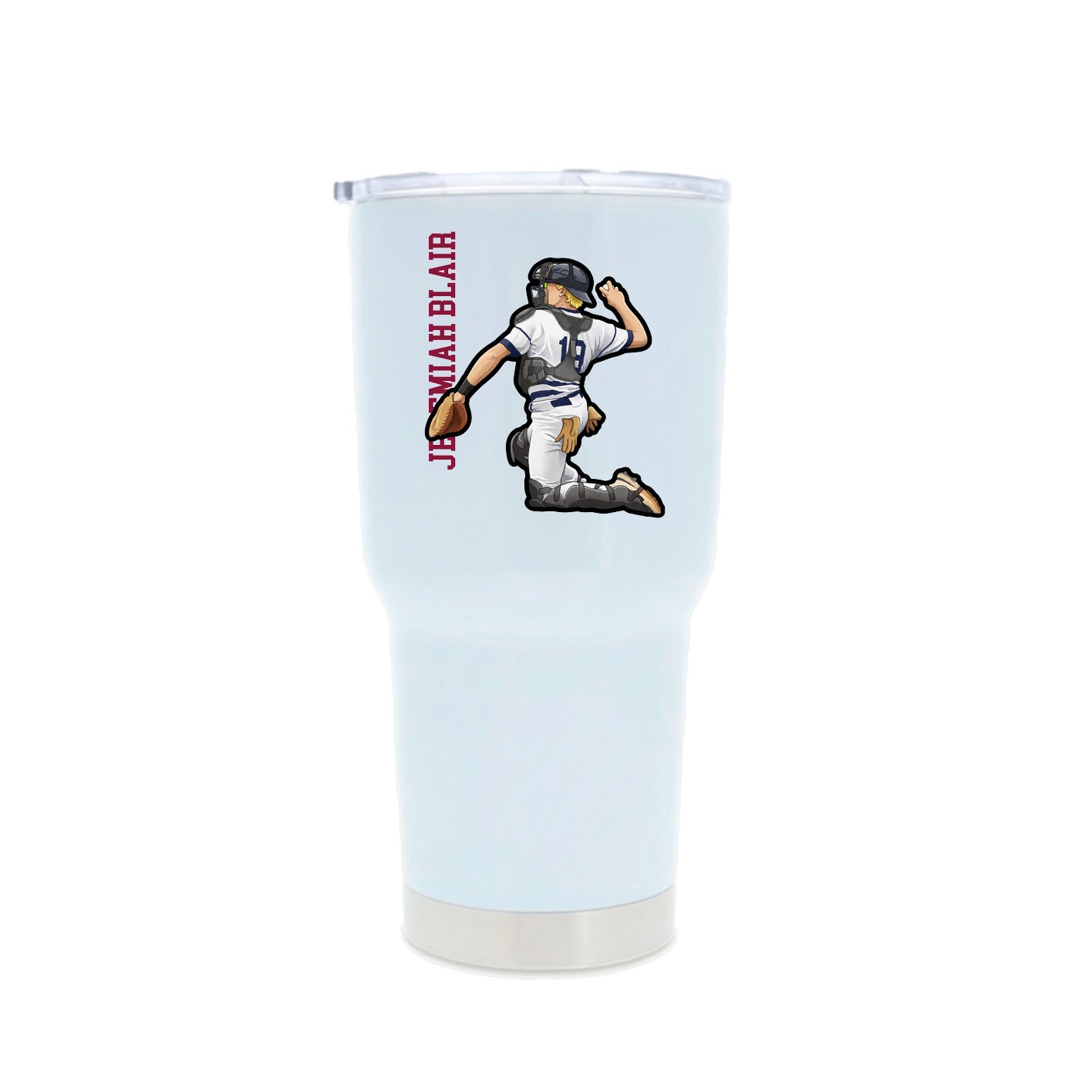 30oz Stainless Steel Tumbler — Name Vertical in White