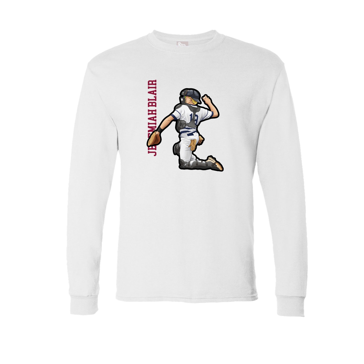 Long Sleeve Tee — Name Vertical in White