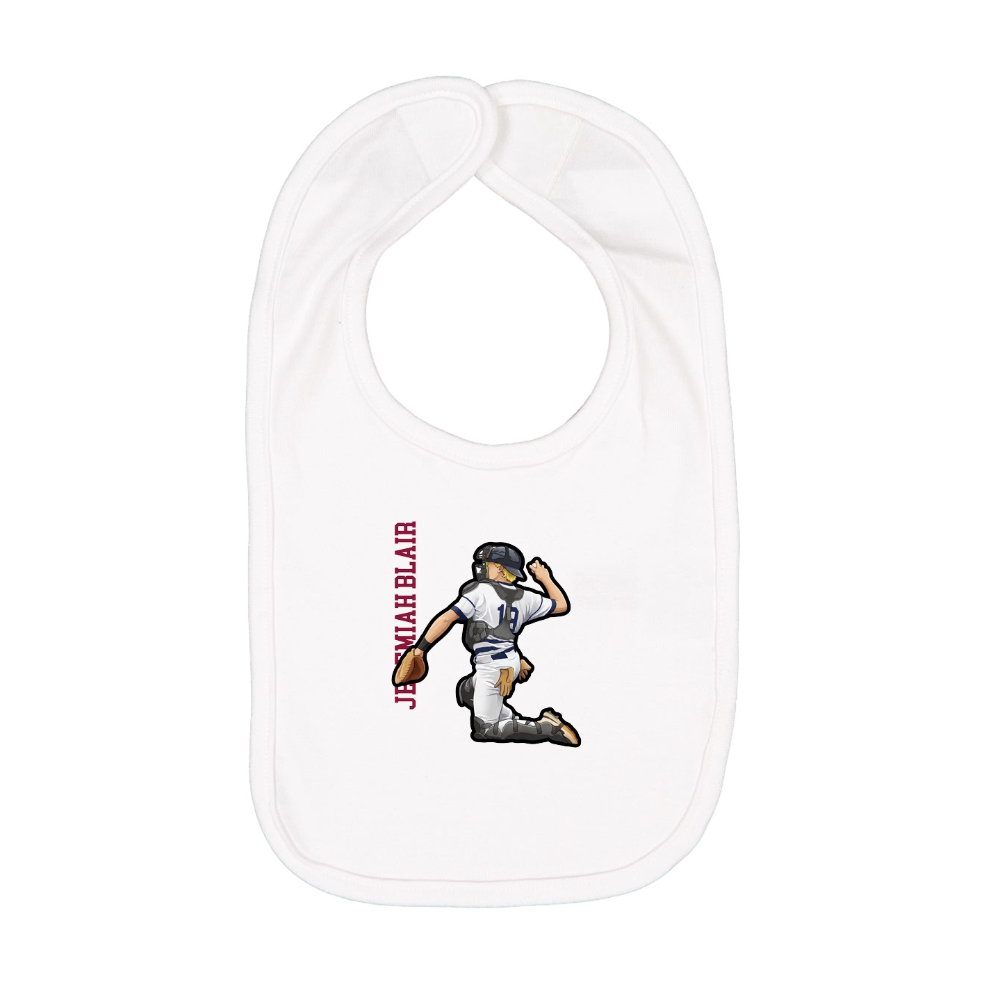 Infant Bib — Name Vertical in White