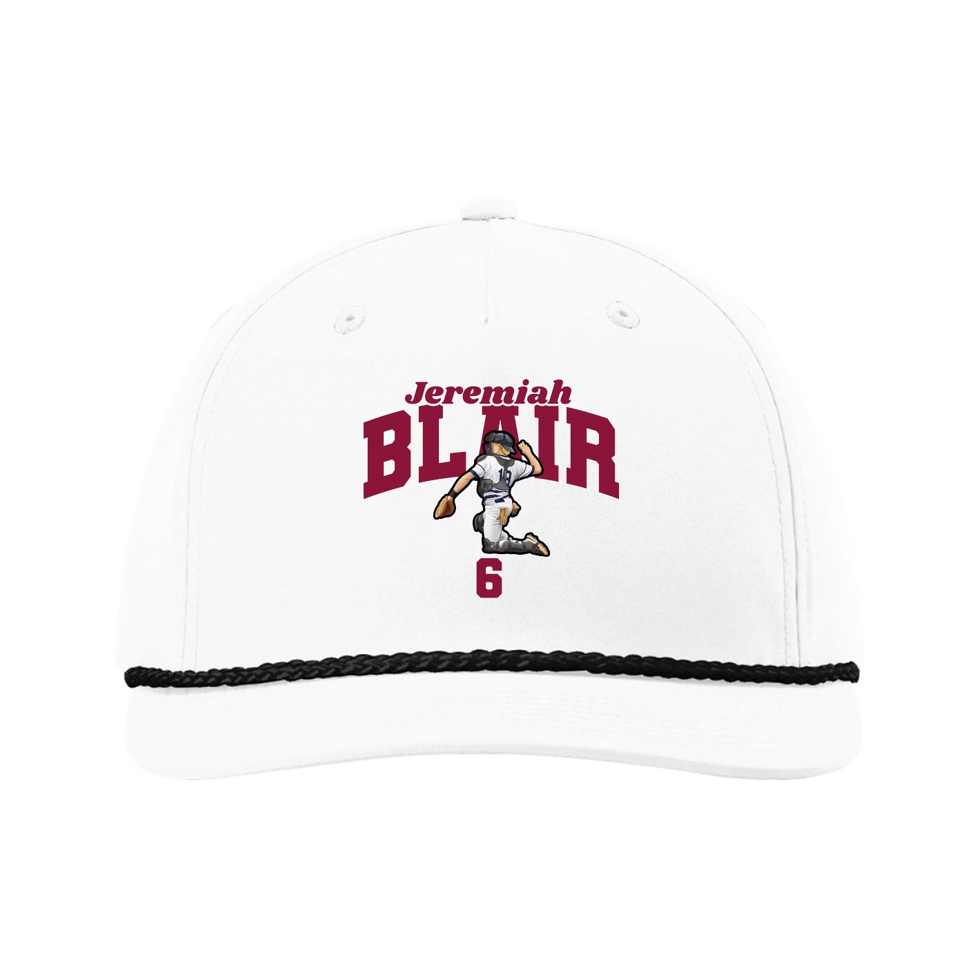 Five-Panel Classic Rope Cap — Signature Arch in White