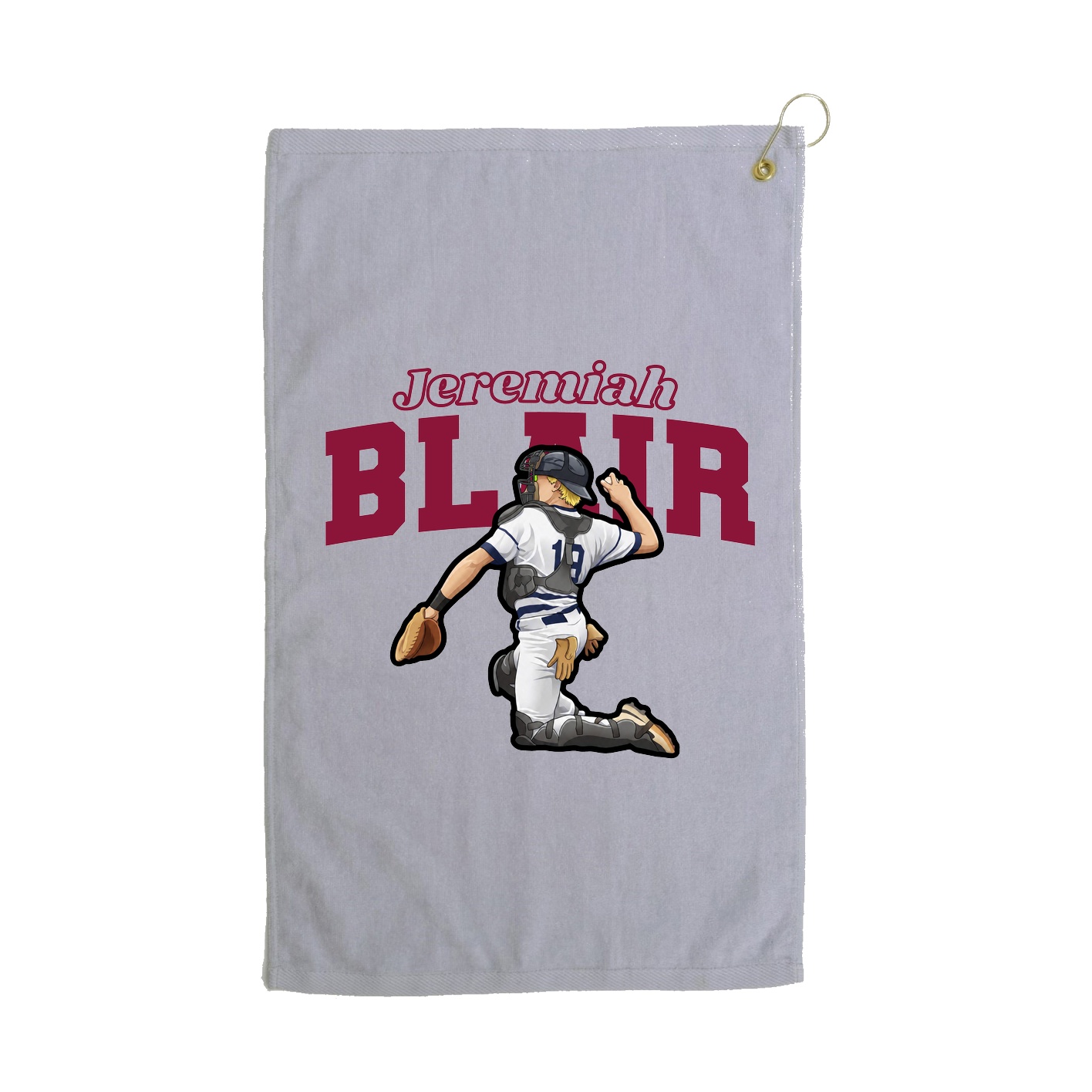 Golf Towel — Name Arch in Grey