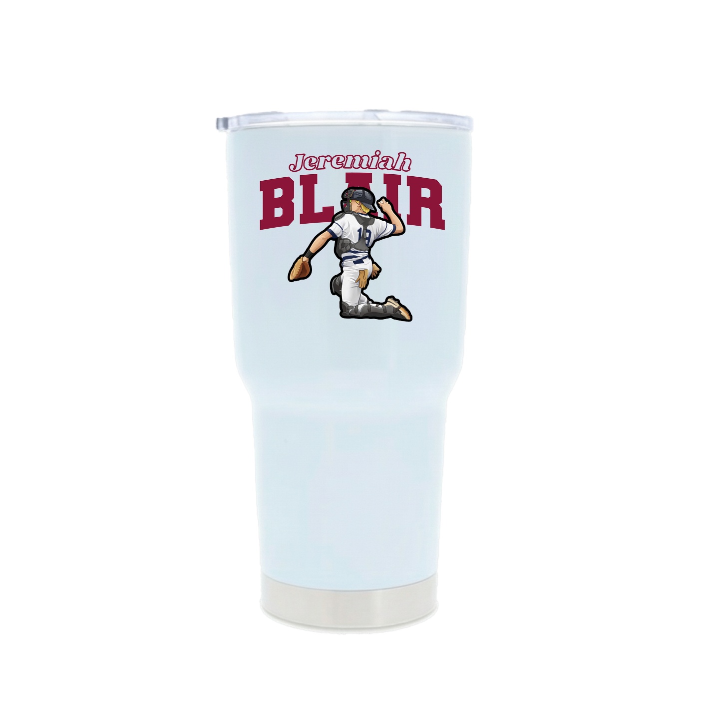 30oz Stainless Steel Tumbler — Name Arch in White