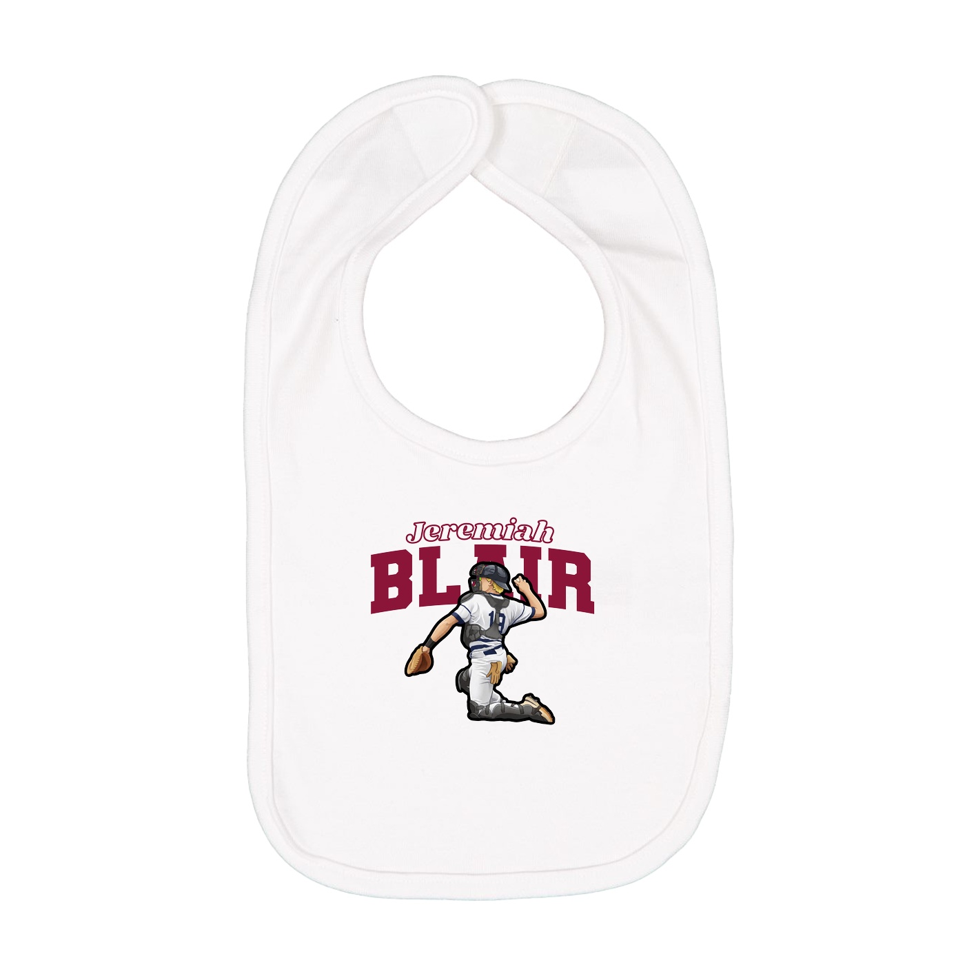 Infant Bib — Name Arch in White