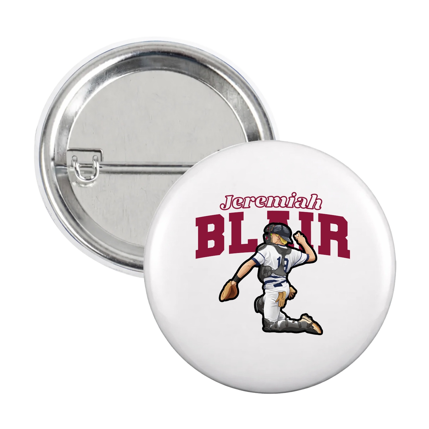 Game Day Button — Name Arch in White