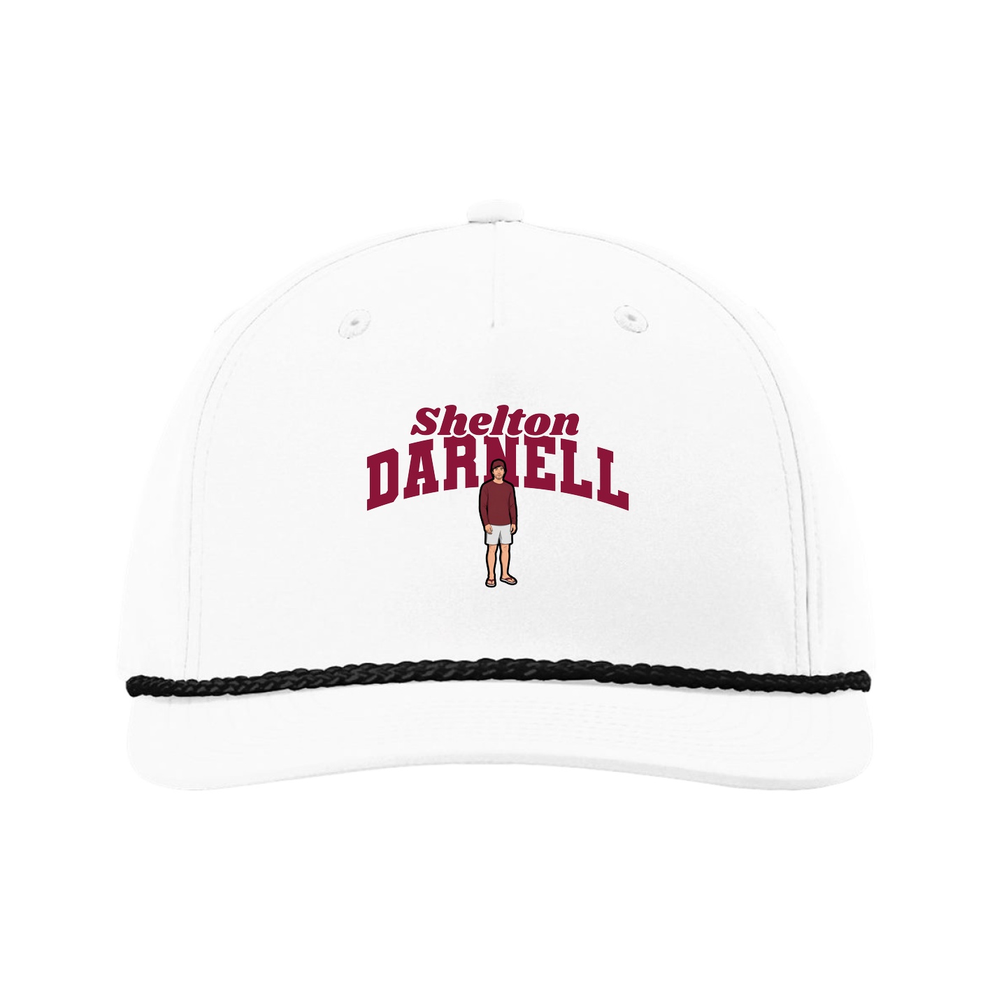 Five-Panel Classic Rope Cap — Signature Arch in White