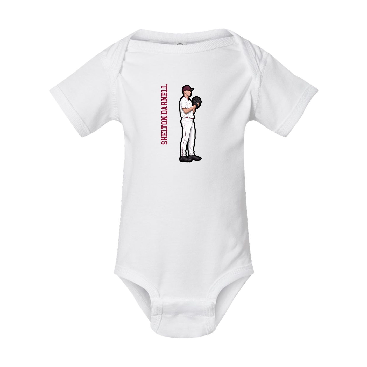 Baby Onesie — Name Vertical in White