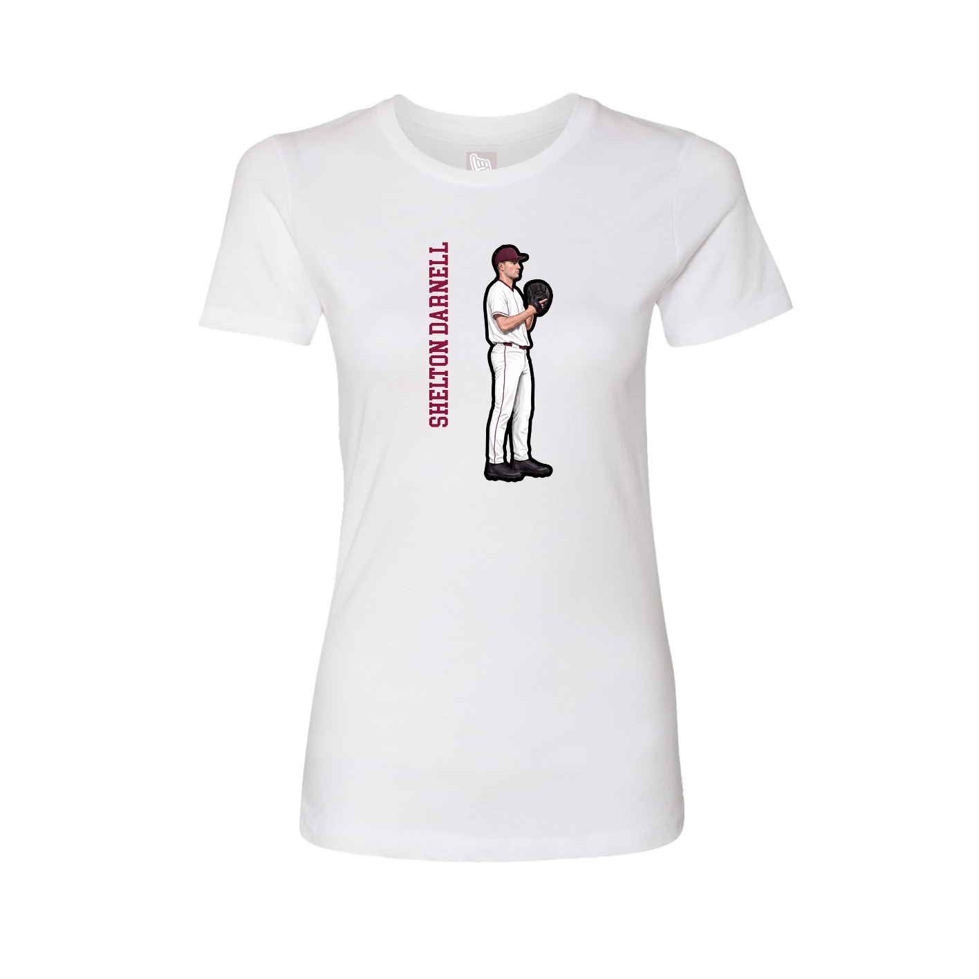 Fitted Women's Tee — Name Vertical in White