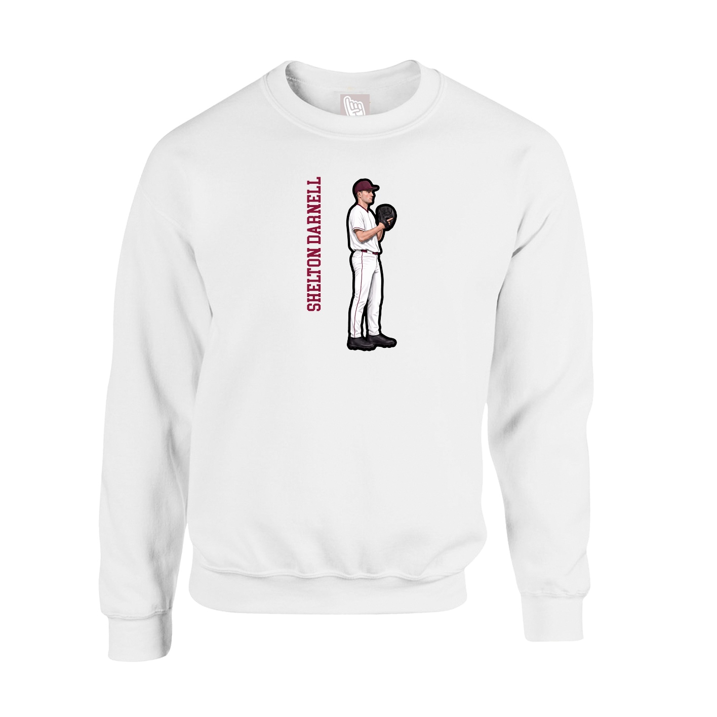 Fleece Crew — Name Vertical in White