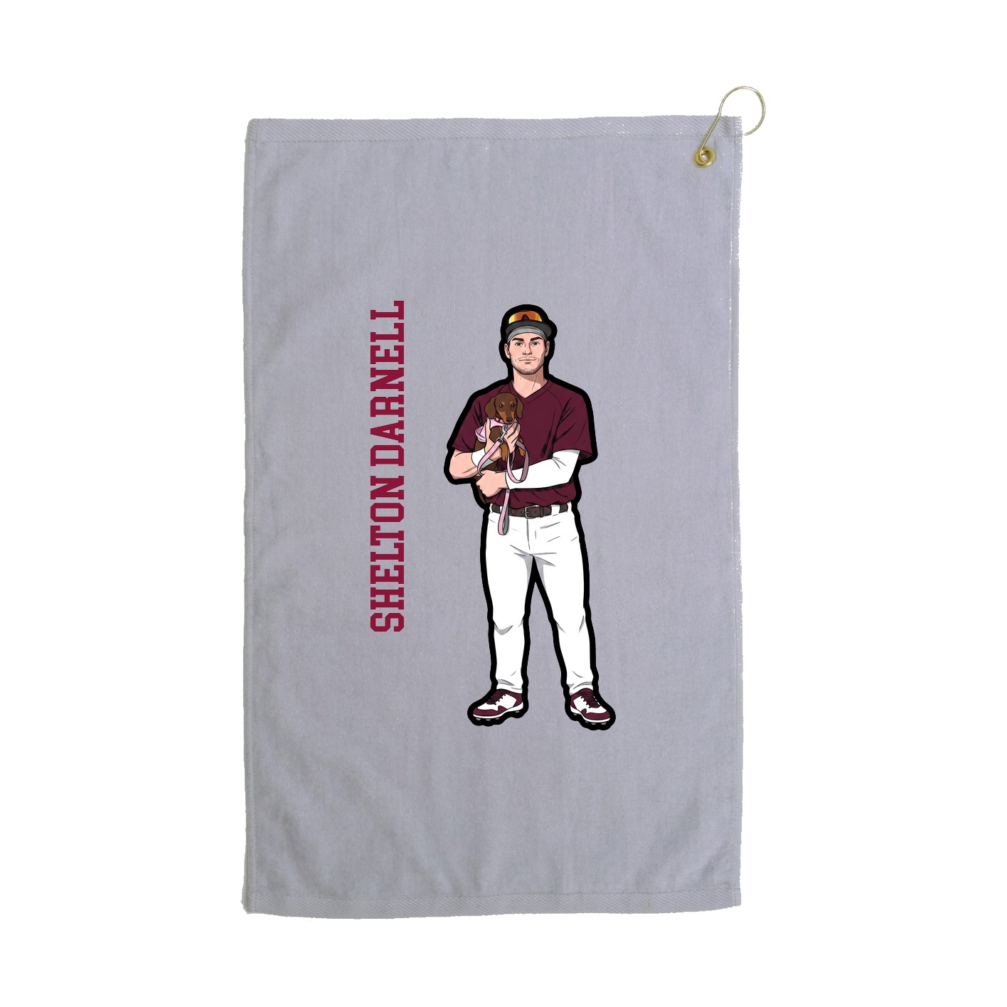 Golf Towel — Name Vertical in Grey