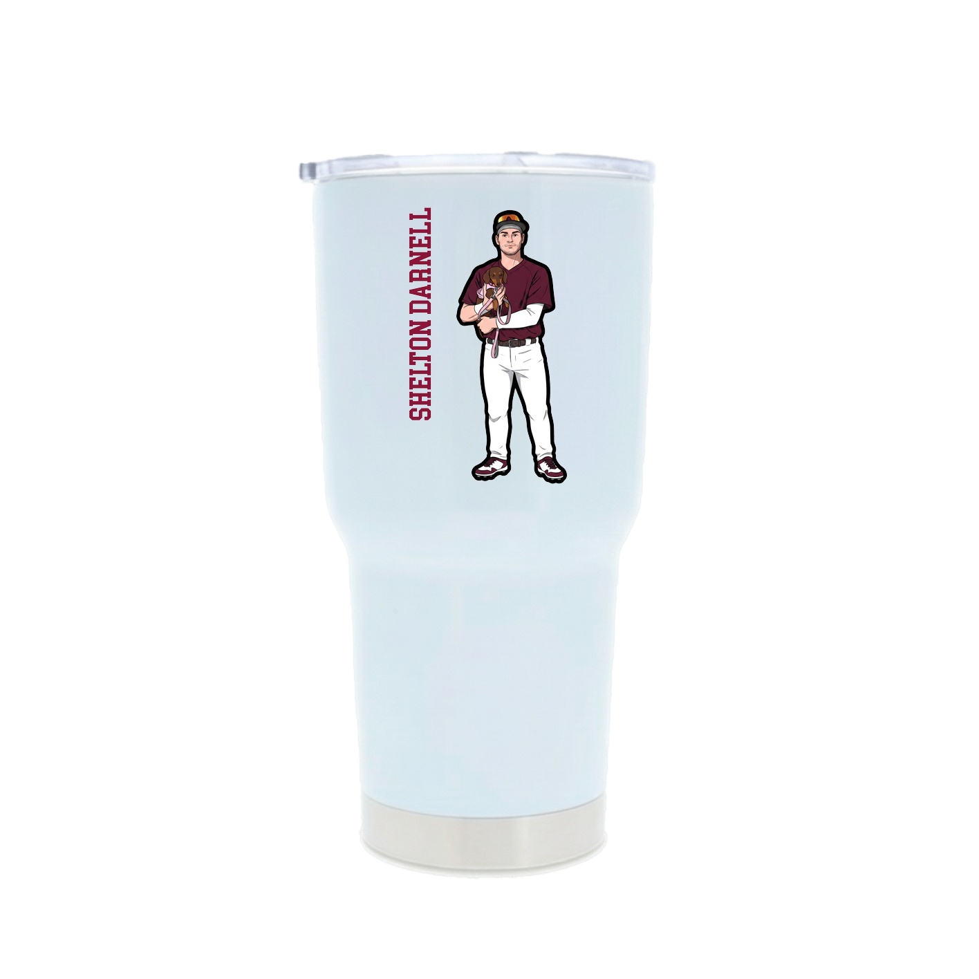 30oz Stainless Steel Tumbler — Name Vertical in White