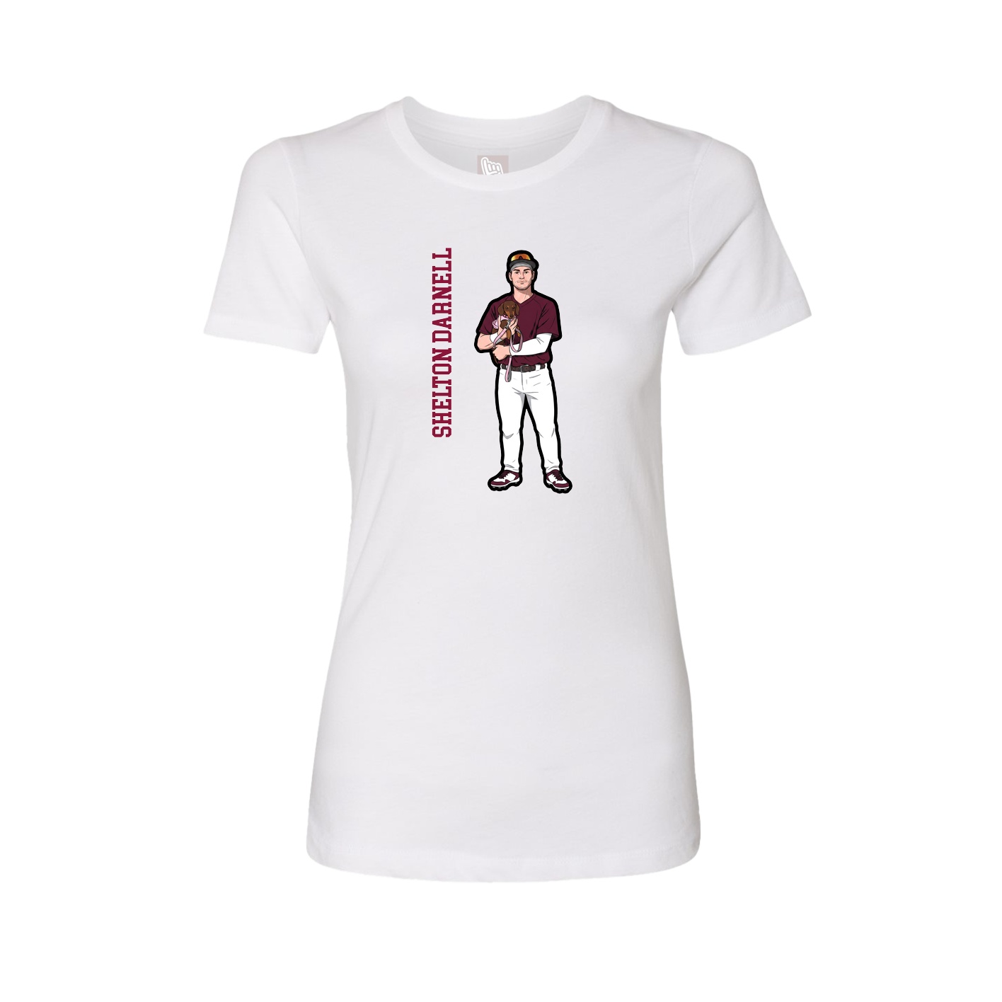 Fitted Women's Tee — Name Vertical in White