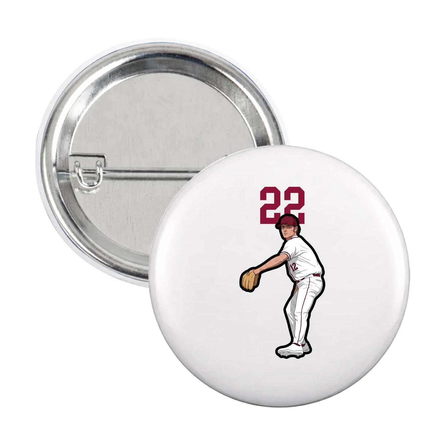 Game Day Button — Number Top in White