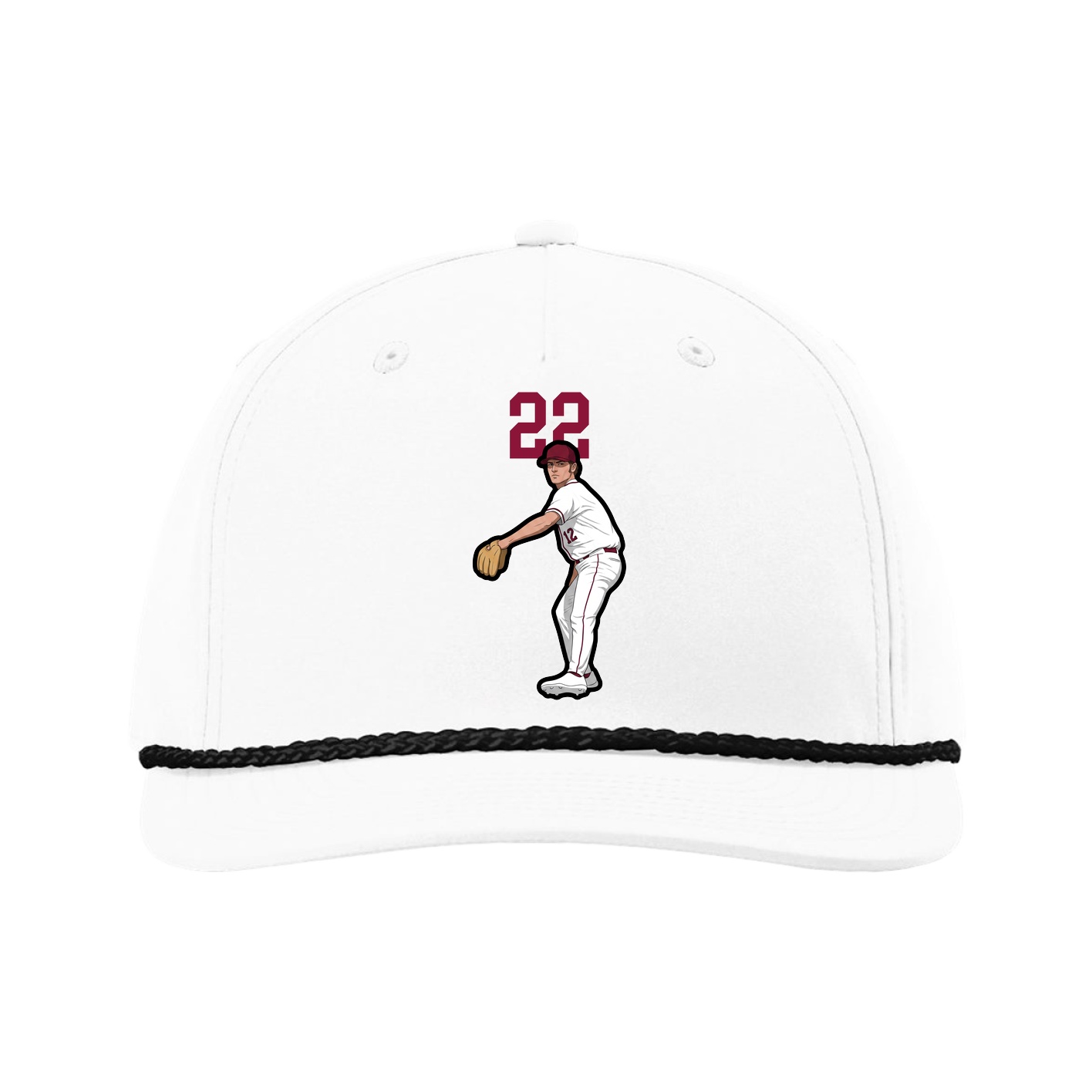 Five-Panel Classic Rope Cap — Number Top in White