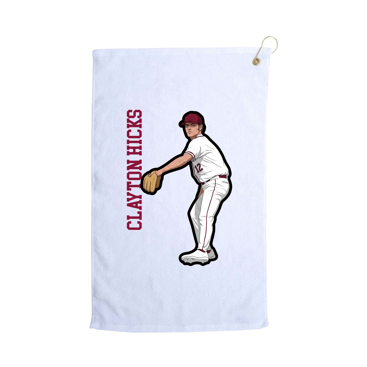 Golf Towel — Name Vertical in White