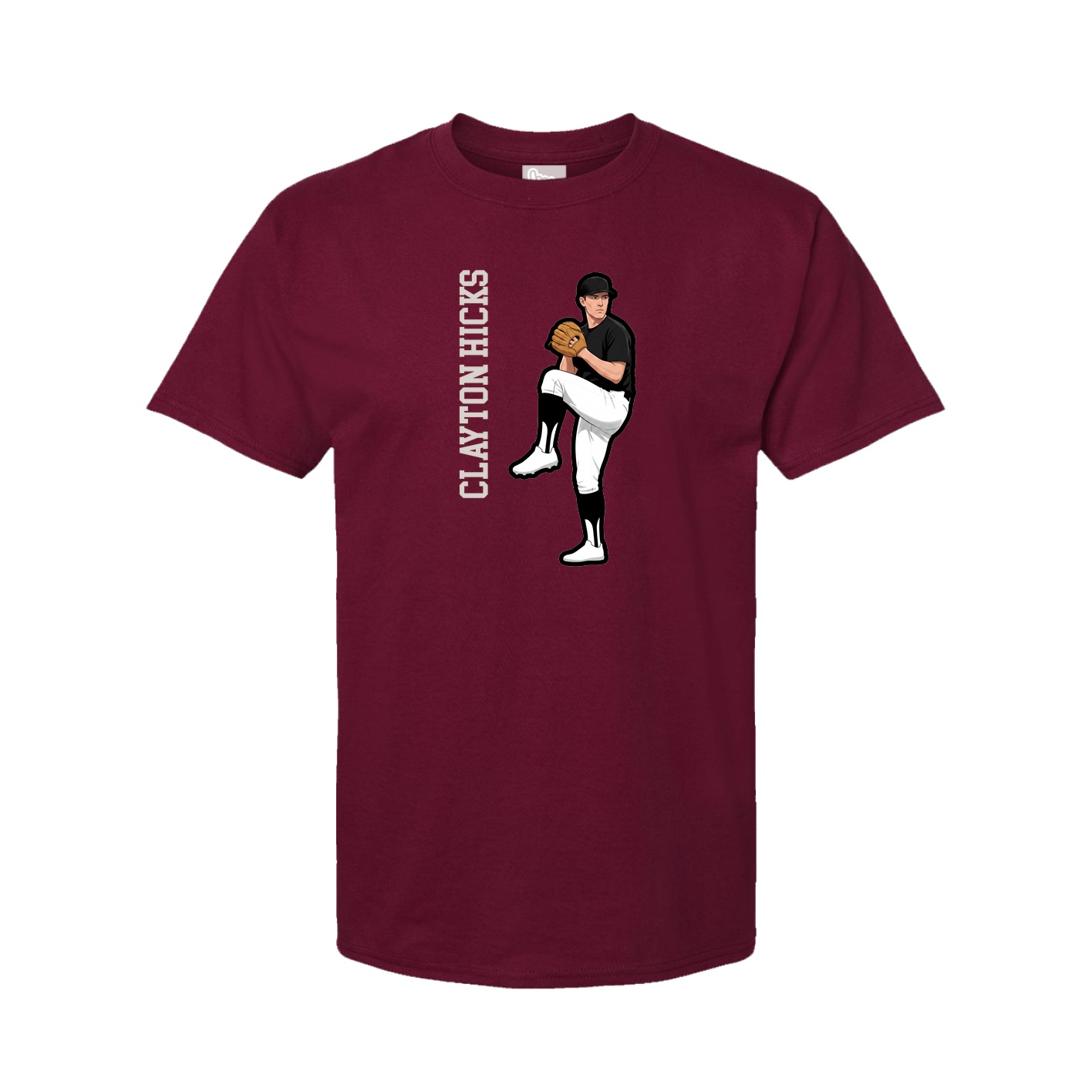 Youth Tee — Name Vertical in Cardinal