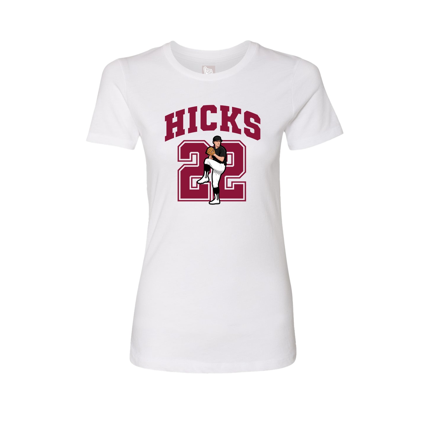 Fitted Women's Tee — Number in White