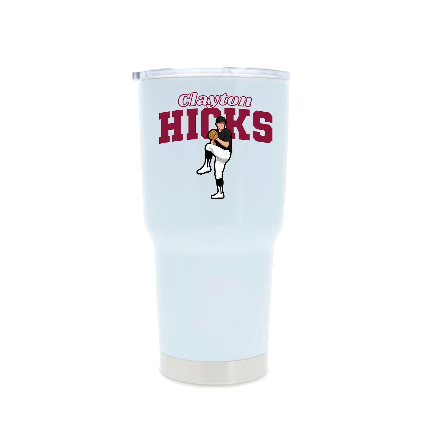30oz Stainless Steel Tumbler — Name Arch in White