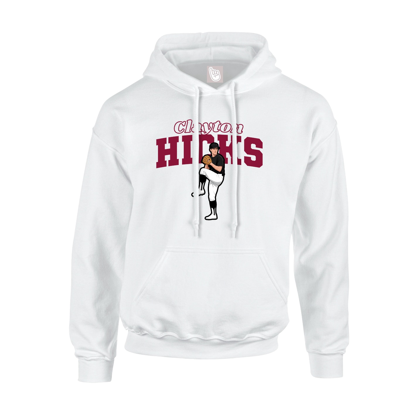 Youth Hoodie — Name Arch in White