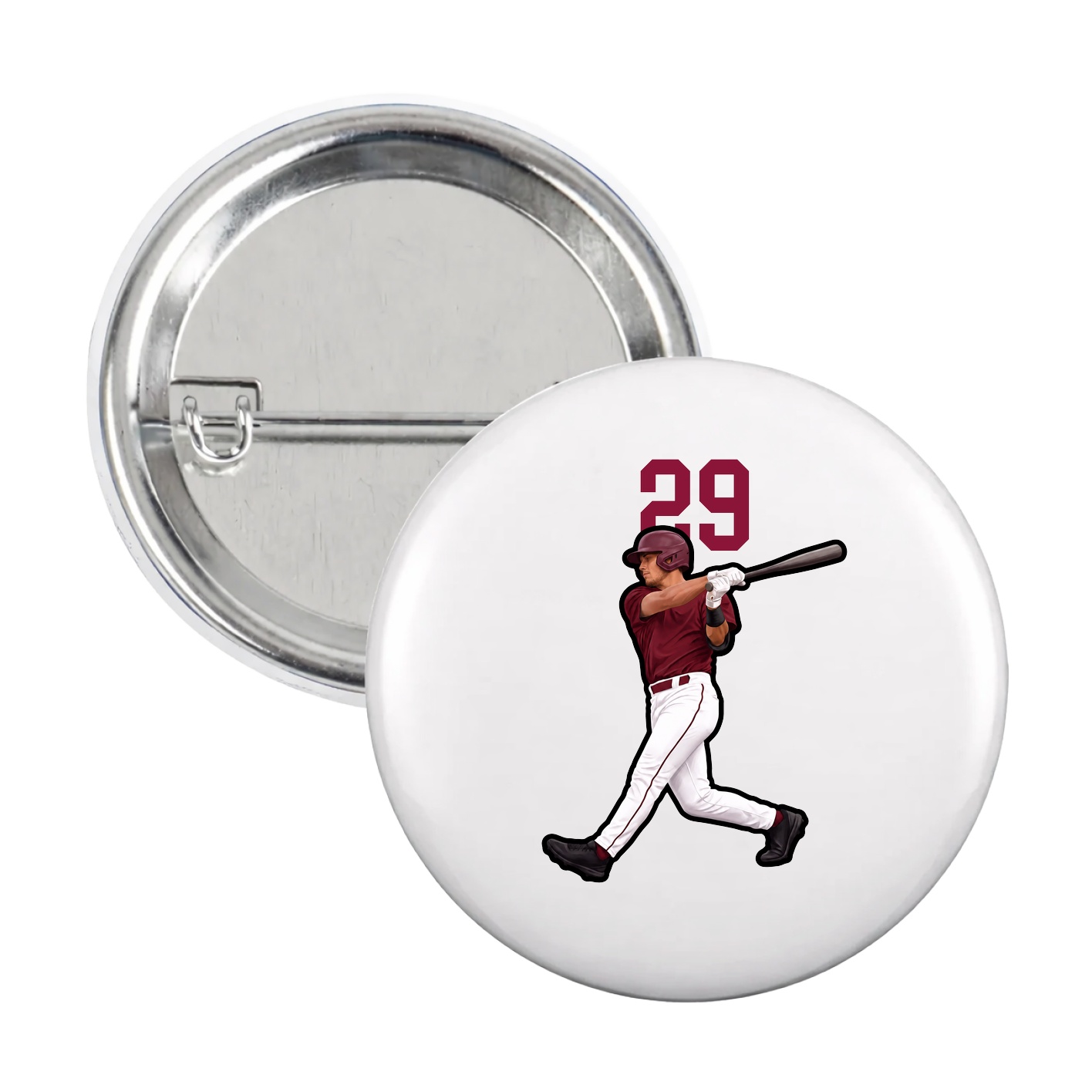 Game Day Button — Number Top in White