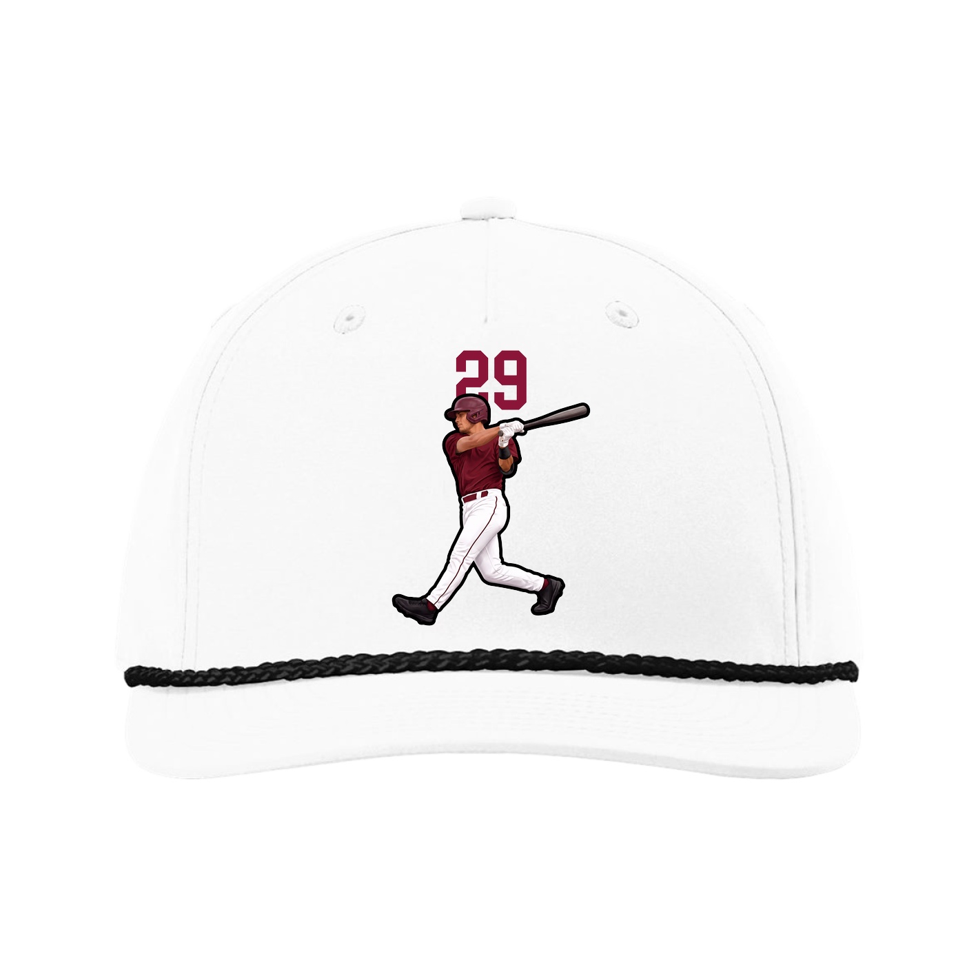Five-Panel Classic Rope Cap — Number Top in White