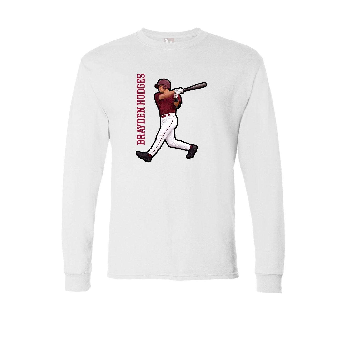 Long Sleeve Tee — Name Vertical in White