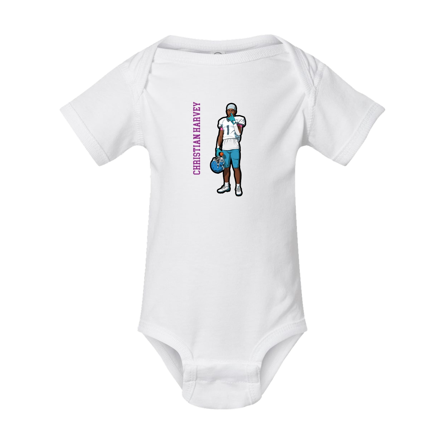 Baby Onesie — Name Vertical in White